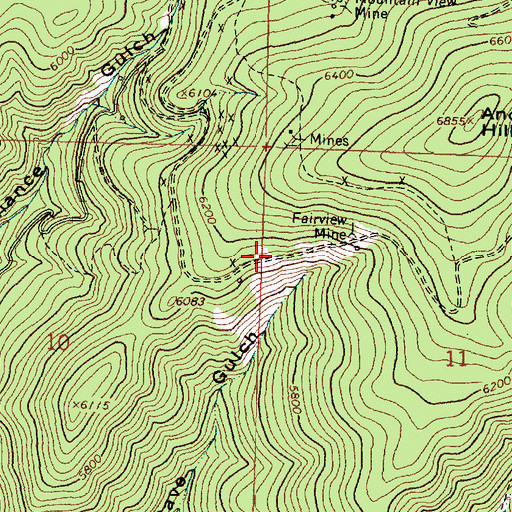 Topographic Map of Cave Hill-Fairview Mine, MT