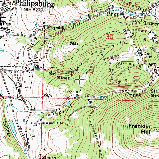 Topographic Map of Derby/Elienore Mine, MT