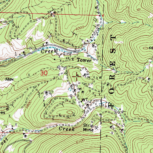 Topographic Map of True Fissure Mine, MT