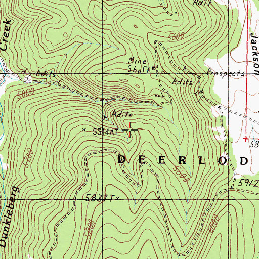 Topographic Map of SW Section 14 Mine, MT