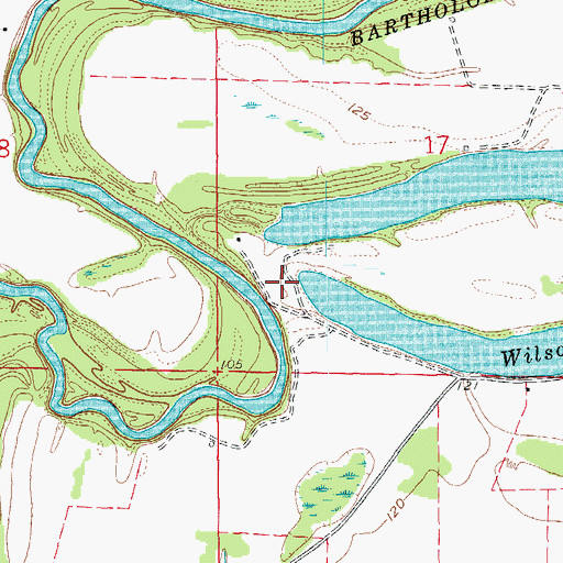 Topographic Map of Wilson Brake Dam, AR