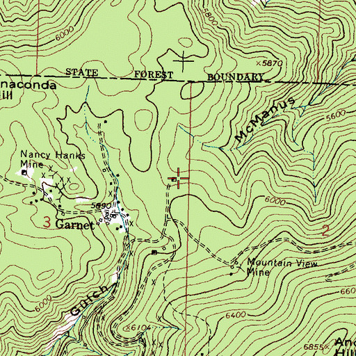 Topographic Map of Austin Mine, MT