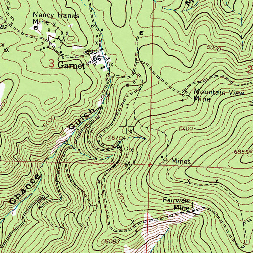 Topographic Map of San Jose Mine, MT