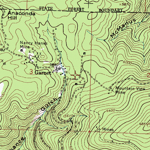 Topographic Map of Amex Number 1 Mine, MT