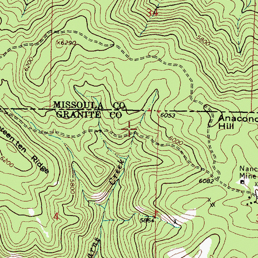 Topographic Map of Peggy Ann Mine, MT