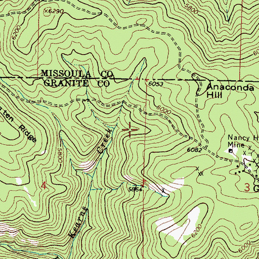 Topographic Map of Spokane Mine, MT