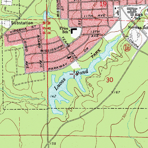 Topographic Map of Lucas Pond, AR