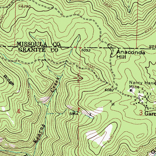 Topographic Map of Tostman Mine, MT