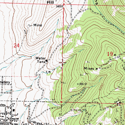 Topographic Map of Field/Porter Mine, MT