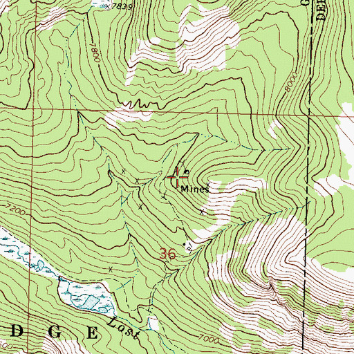 Topographic Map of NW NE Section 36 Mine, MT