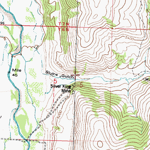 Topographic Map of SW NE Section 5 Mine, MT