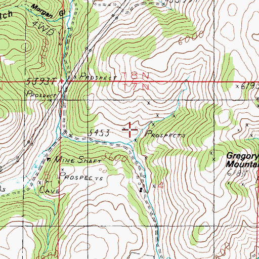 Topographic Map of Gregory Mine, MT