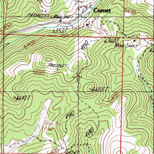 Topographic Map of Comet Tailings, MT