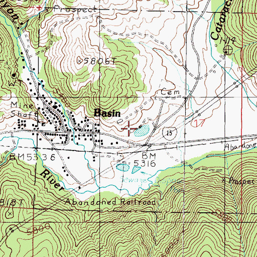 Topographic Map of Basin Millsite, MT