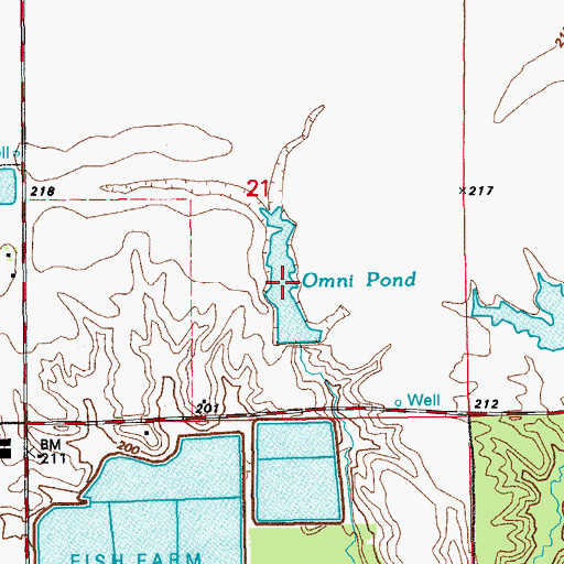 Topographic Map of Omni Pond, AR