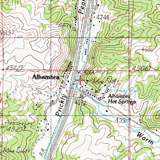 Topographic Map of Alhambra Hot Springs Mine, MT