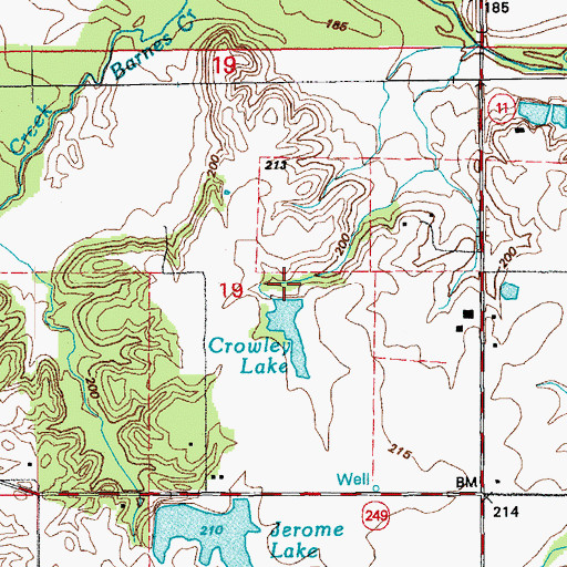 Topographic Map of Crowley Lake Dam, AR
