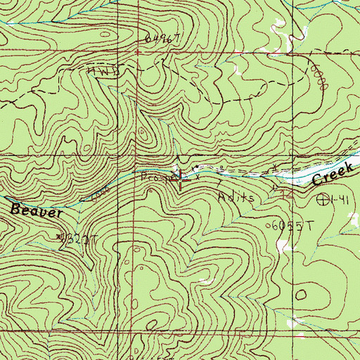 Topographic Map of Beaver Creek Mine, MT