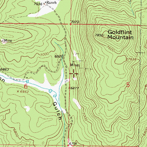 Topographic Map of Gold Flint Mine, MT