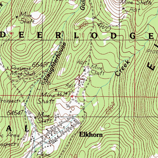 Topographic Map of Dunstone/Klondyke Mine, MT