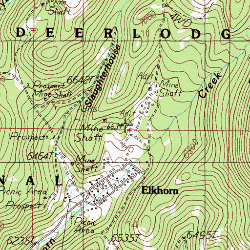 Topographic Map of James R Keene Mine, MT