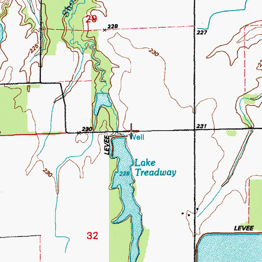 Topographic Map of Lake Treadway Dam, AR