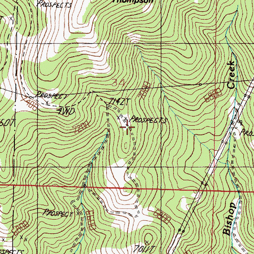 Topographic Map of Mount Thompson Mine, MT