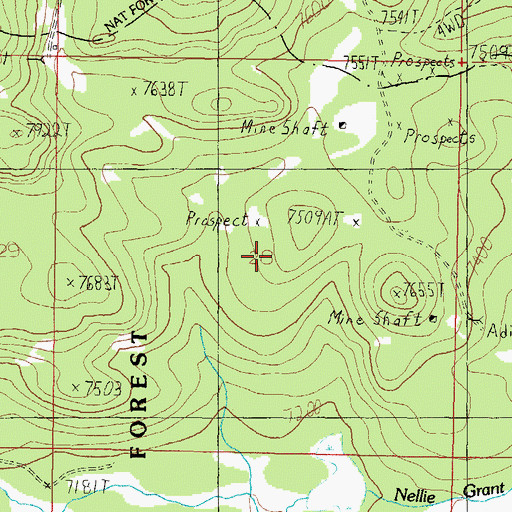 Topographic Map of Ousley Mine, MT