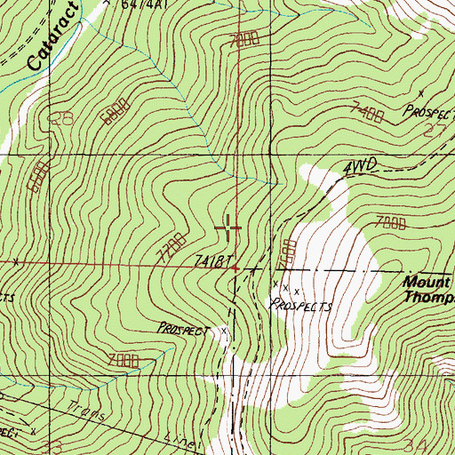 Topographic Map of West Mount Thompson Mine, MT