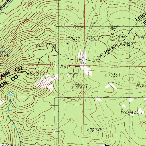 Topographic Map of NE NE Section 28 Mine, MT