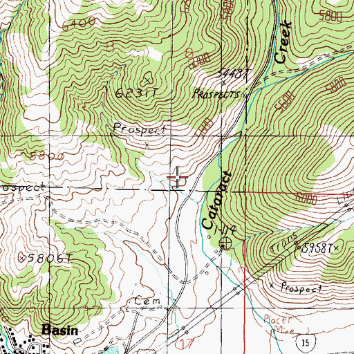 Topographic Map of Placer 2313 Mine, MT