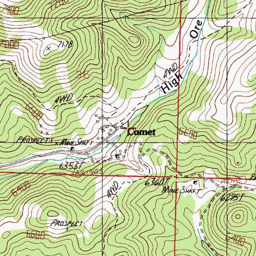 Topographic Map of Comet/Rumley Mine, MT