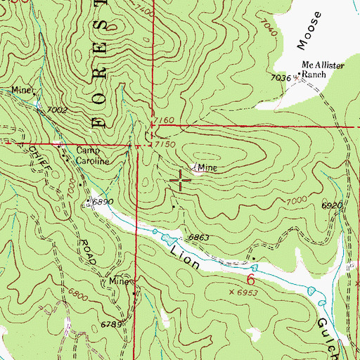 Topographic Map of NW NW Section 6 Mine, MT