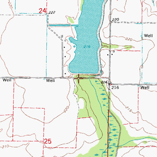 Topographic Map of Strohl Reservoir Dam, AR
