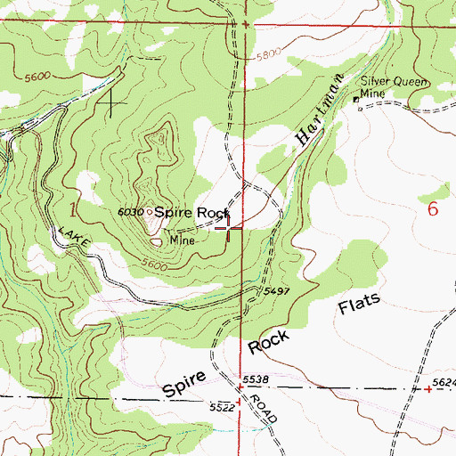 Topographic Map of Spire Rock Mine, MT