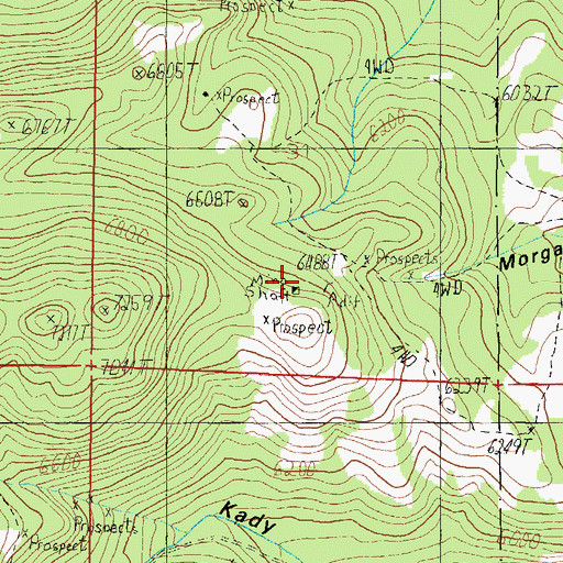 Topographic Map of Morgan Gulch Mine, MT