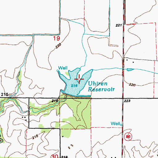 Topographic Map of Joe Uhiren Reservoir, AR