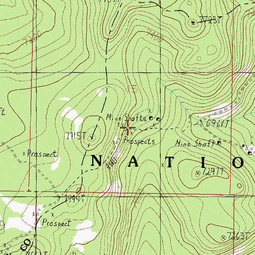 Topographic Map of Frohner Mine, MT