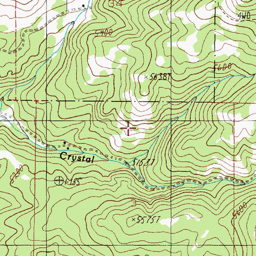Topographic Map of Crystal Creek Mine, MT