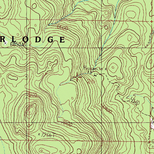 Topographic Map of Mountain Queen Mine, MT