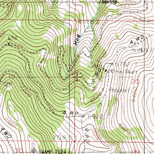 Topographic Map of Boulaway Mine, MT