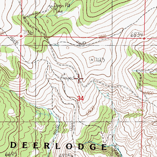 Topographic Map of Tacoma Mine, MT