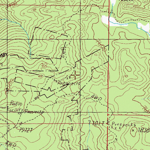 Topographic Map of Last Chance Mine, MT