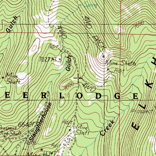 Topographic Map of Golden Moss Mine, MT