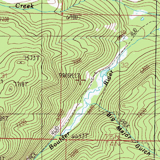 Topographic Map of Shiels and Ironsides Mine, MT