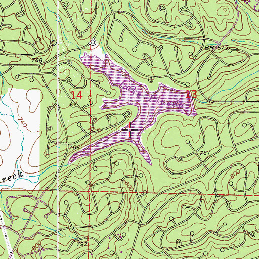 Topographic Map of Lake Pineda, AR