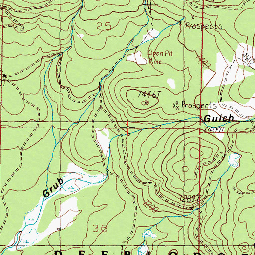 Topographic Map of Molly Snow Mine, MT