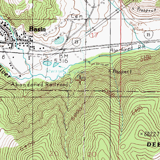 Topographic Map of Bauernfeind Mine, MT