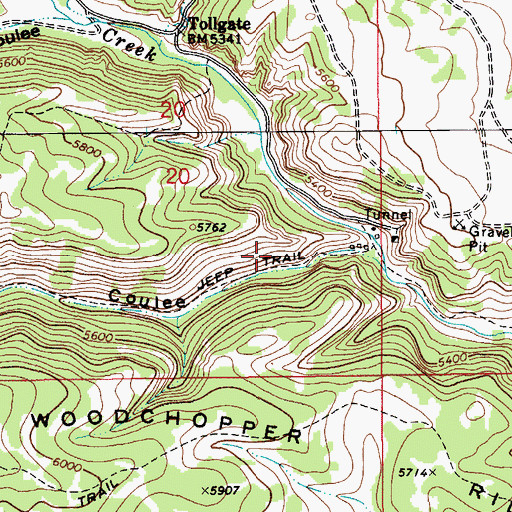 Topographic Map of NW SE Section 20 Mine, MT