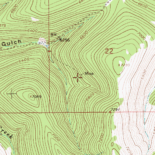 Topographic Map of NE SW Section 22 Mine, MT